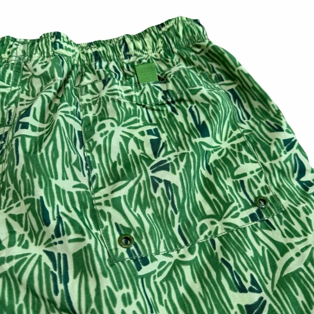 Nautica Men's Green Tropical/Palm Leaf/Bamboo Print Swim Trunks‎ | Size Medium